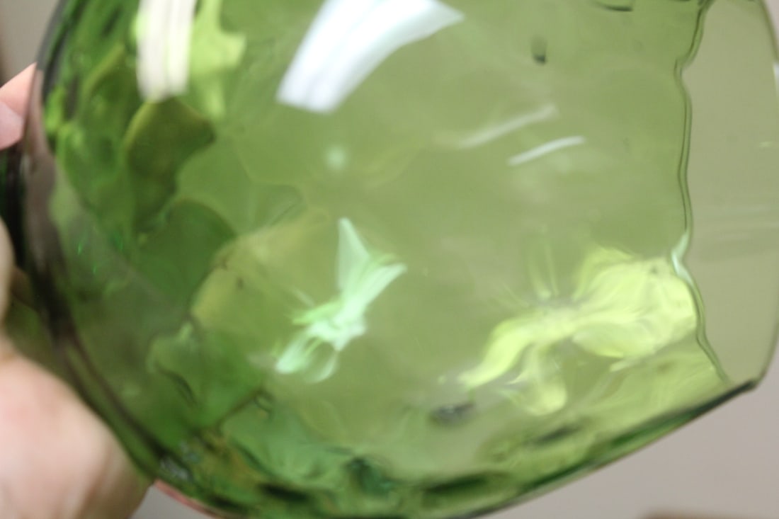 Green Glass Vintage Goblet/Vase - 5
