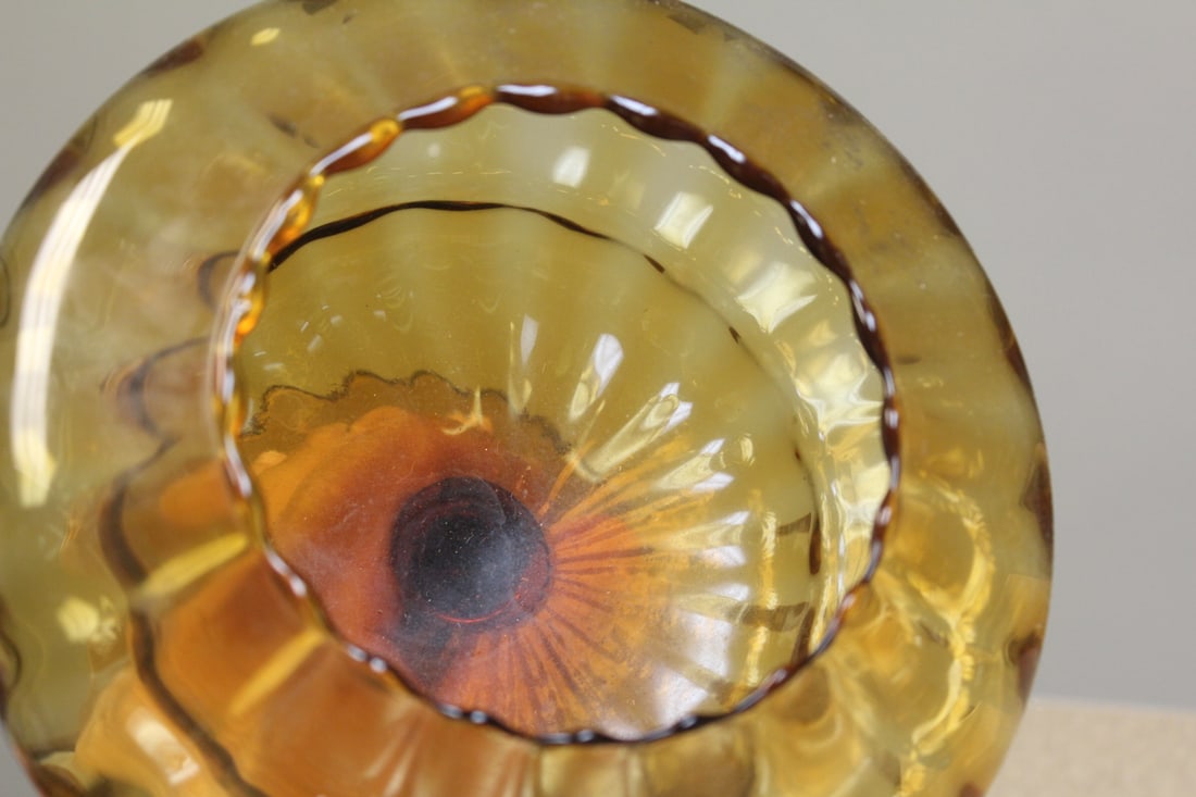 Amber Colour Glass Stem Bowl - 4