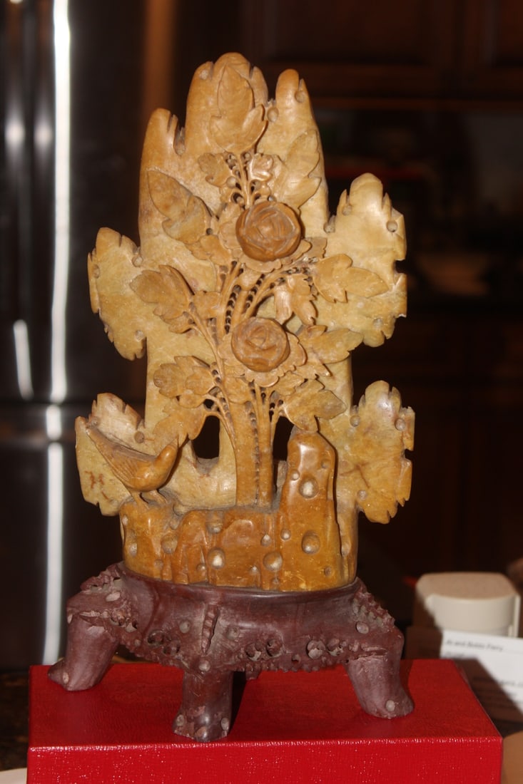 Large Chinese Soap Stone Mountain: well carved - 12" x 6 3/8"
