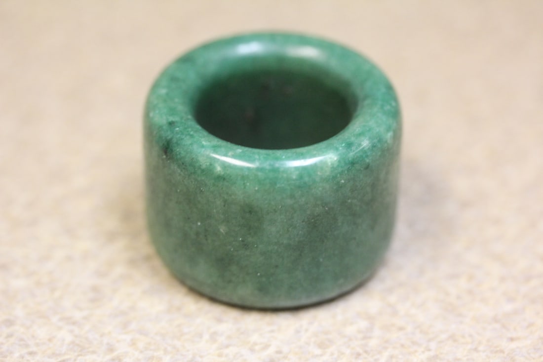 Jade or Stone Archer's Ring: 1 3/8" across