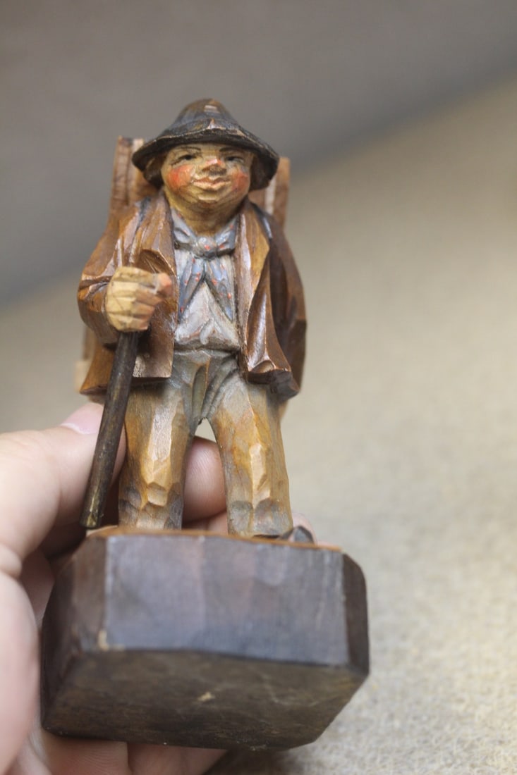 Well Carved Wooden Figurine: most likely German - 5 inches tall