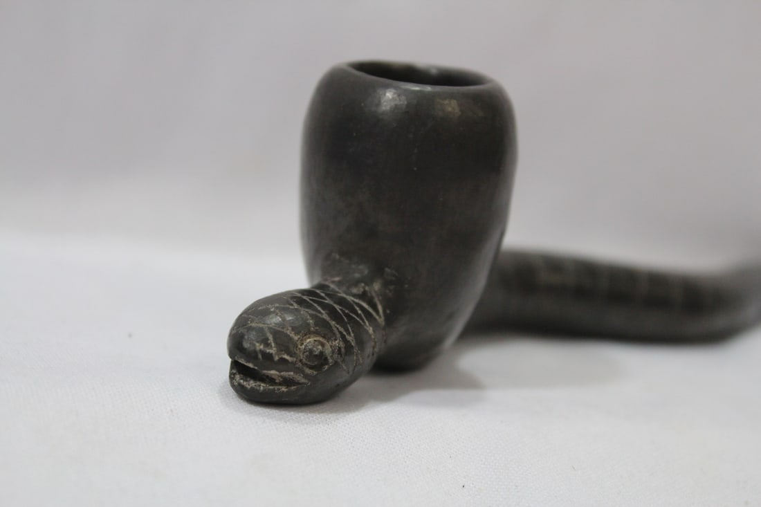 An African Ceramic Snake Form Pipe - 2