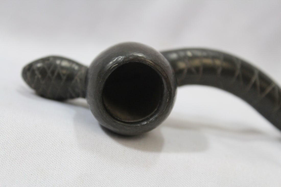 An African Ceramic Snake Form Pipe - 4