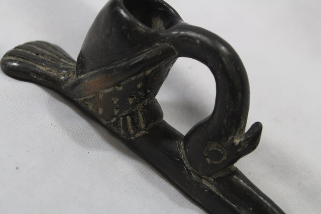 An African Ceramic Bird Form Pipe - 6