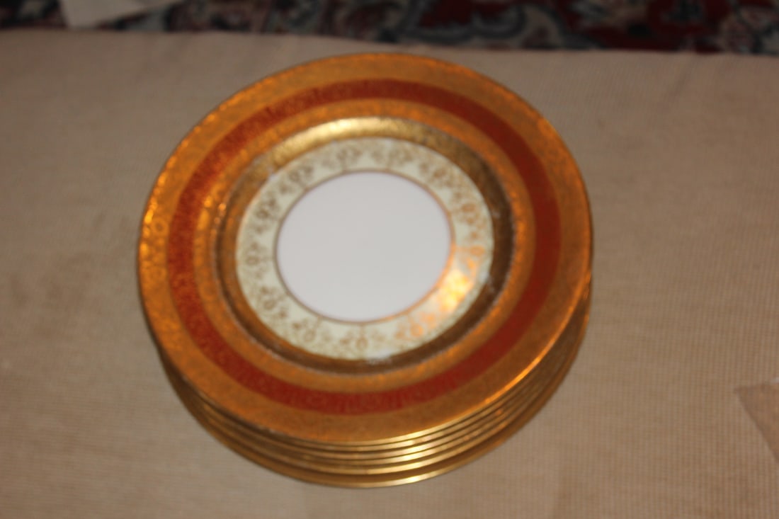 Set of 6 22kt Gold Gilted Dinner Plates - 2