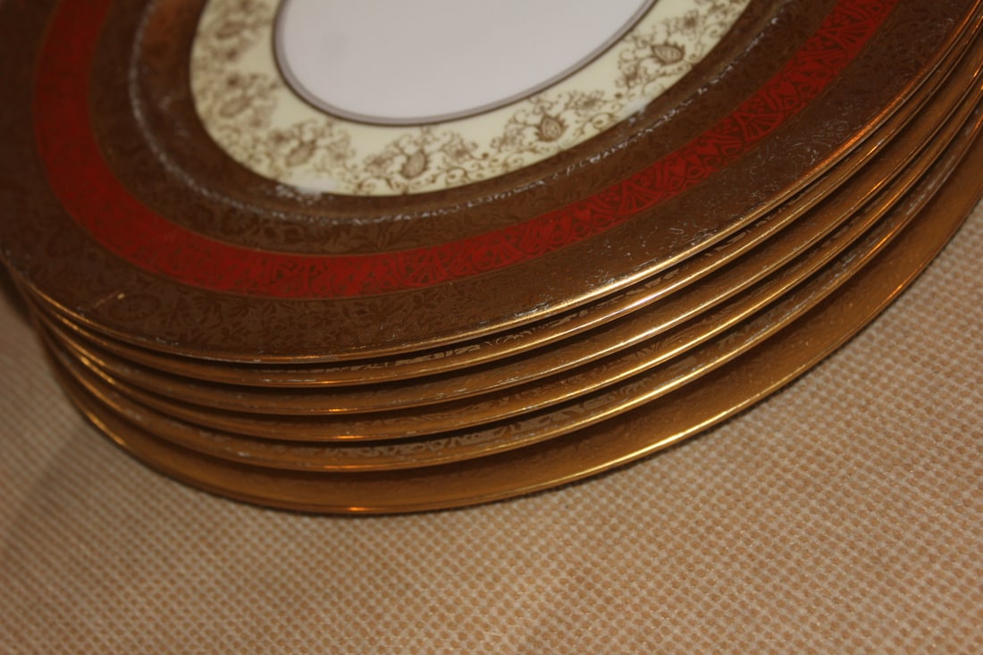Set of 6 22kt Gold Gilted Dinner Plates - 3