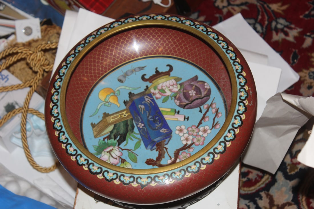 Large Cloisonne Bowl: with stand - 12 inches in diameter