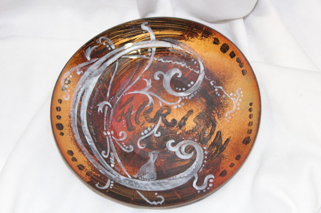 A Signed Harrison? Enamel Plate: 6 1/8" in diameter