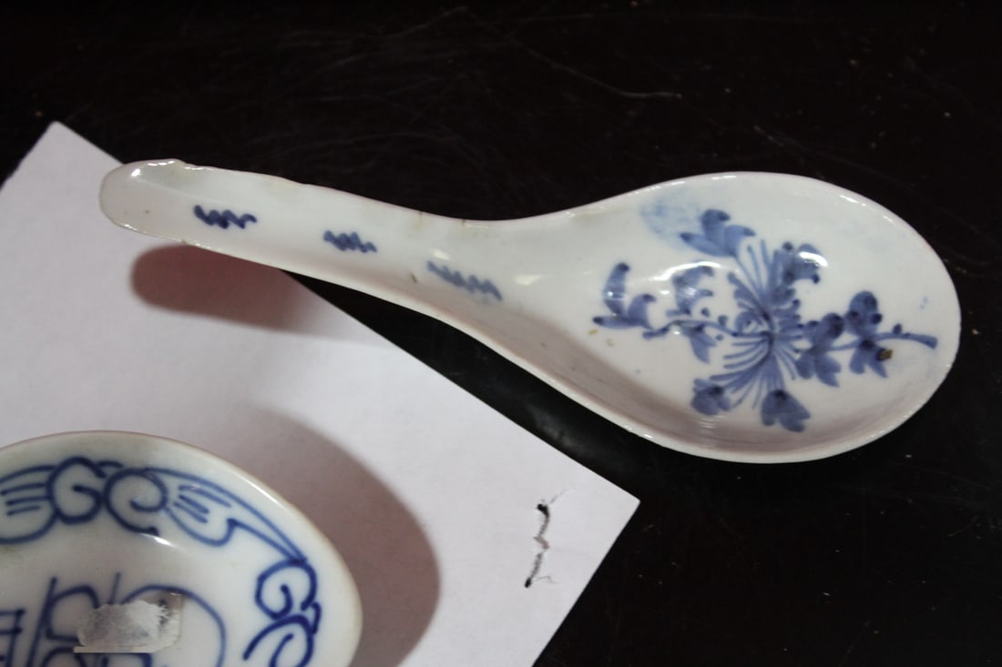 Lot of 3 Blue and White chinese Soup Spoons - 4