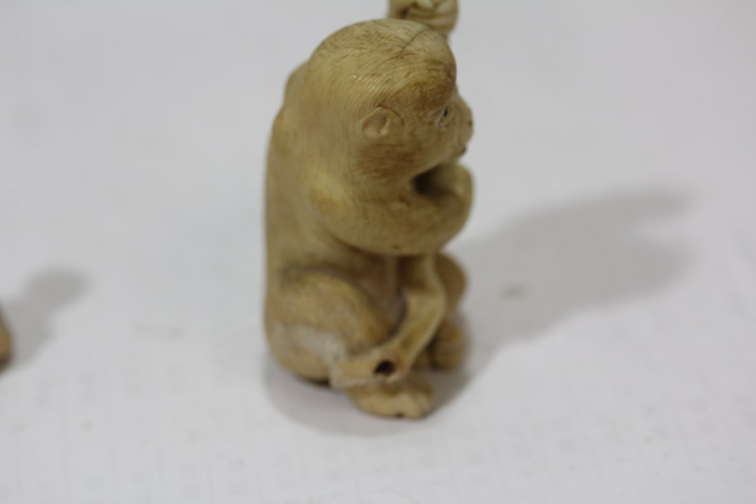 An Intricated Carved Bone Japanese Okimono - 10