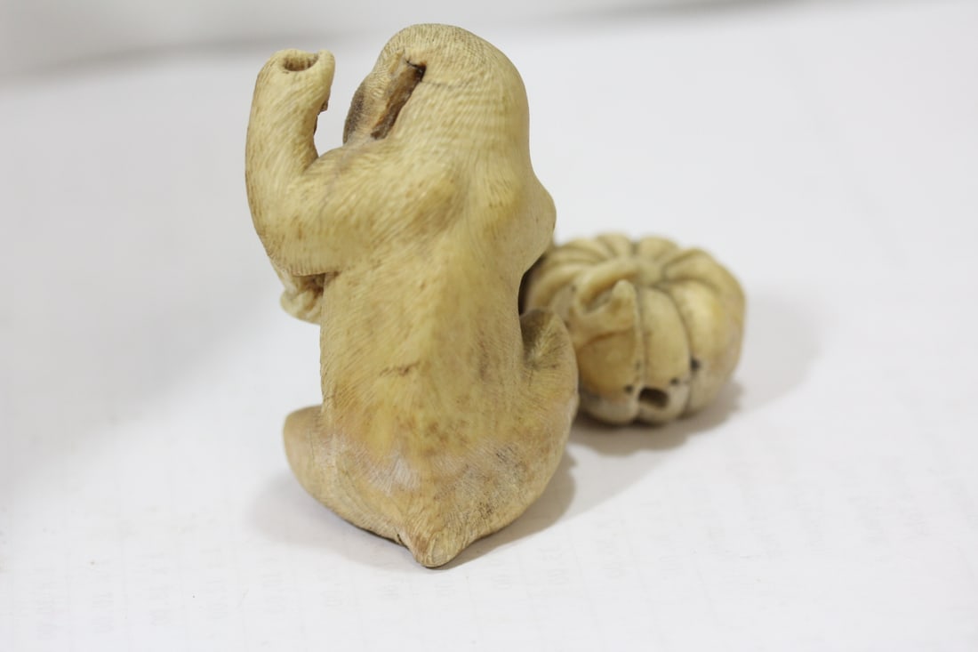 An Intricated Carved Bone Japanese Okimono - 3