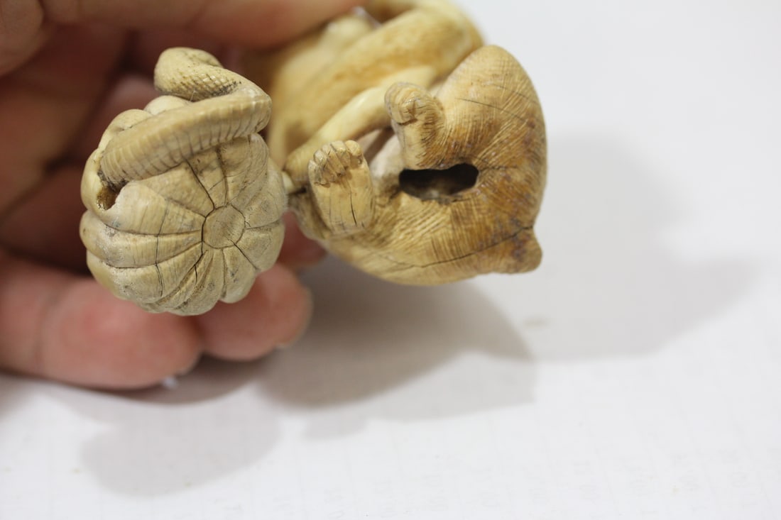 An Intricated Carved Bone Japanese Okimono - 5