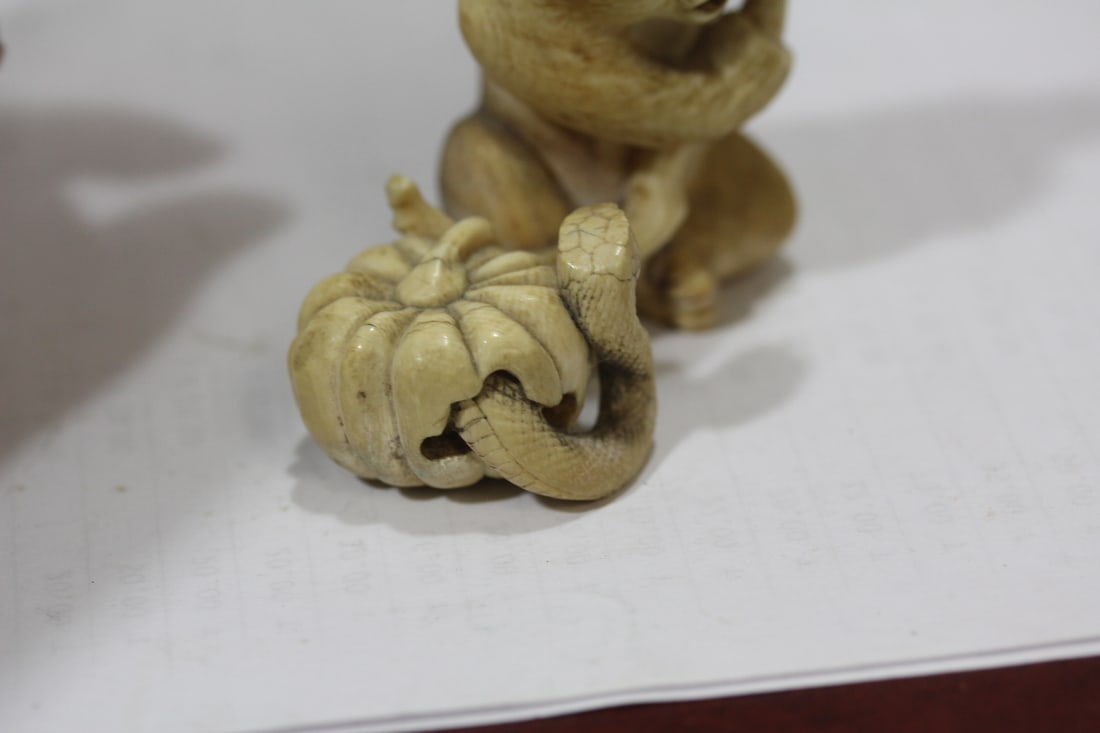 An Intricated Carved Bone Japanese Okimono - 6