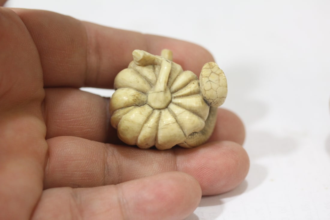 An Intricated Carved Bone Japanese Okimono - 8