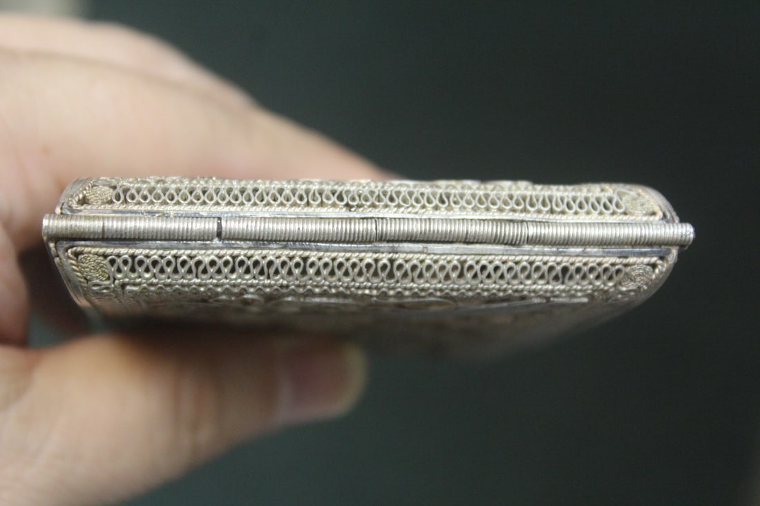 sterling or 800 silver filigree card case - 4
