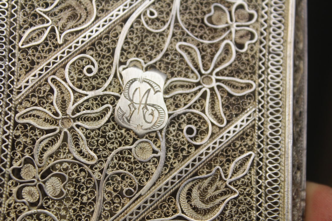 sterling or 800 silver filigree card case - 5
