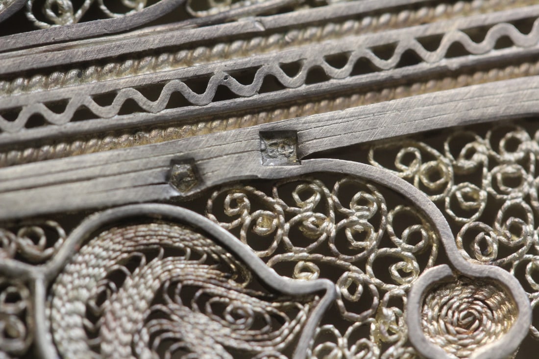 sterling or 800 silver filigree card case - 6