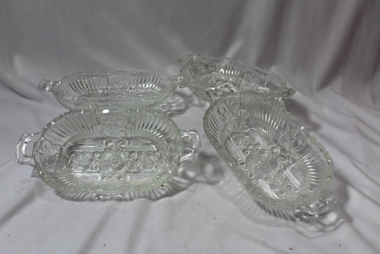 Lot of 4 Pressed Glass Oval Dish - 2