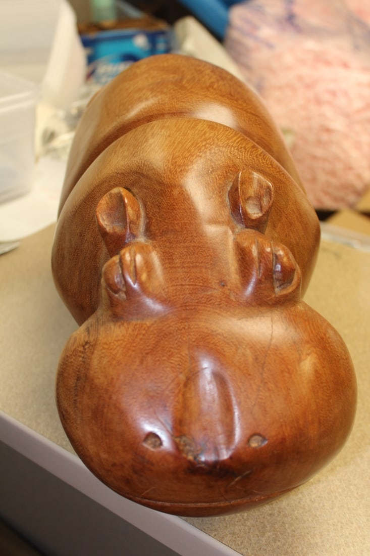 Exotic Solid Wood Hippopotamus Figure - 2