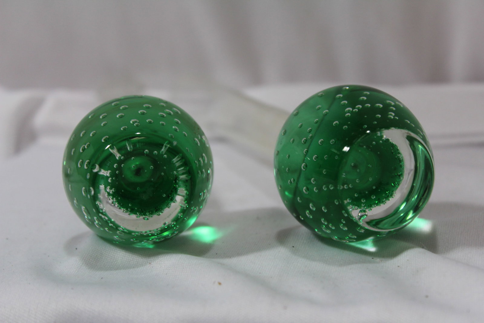 Lot of Two Green Glass Stem Vase - 3
