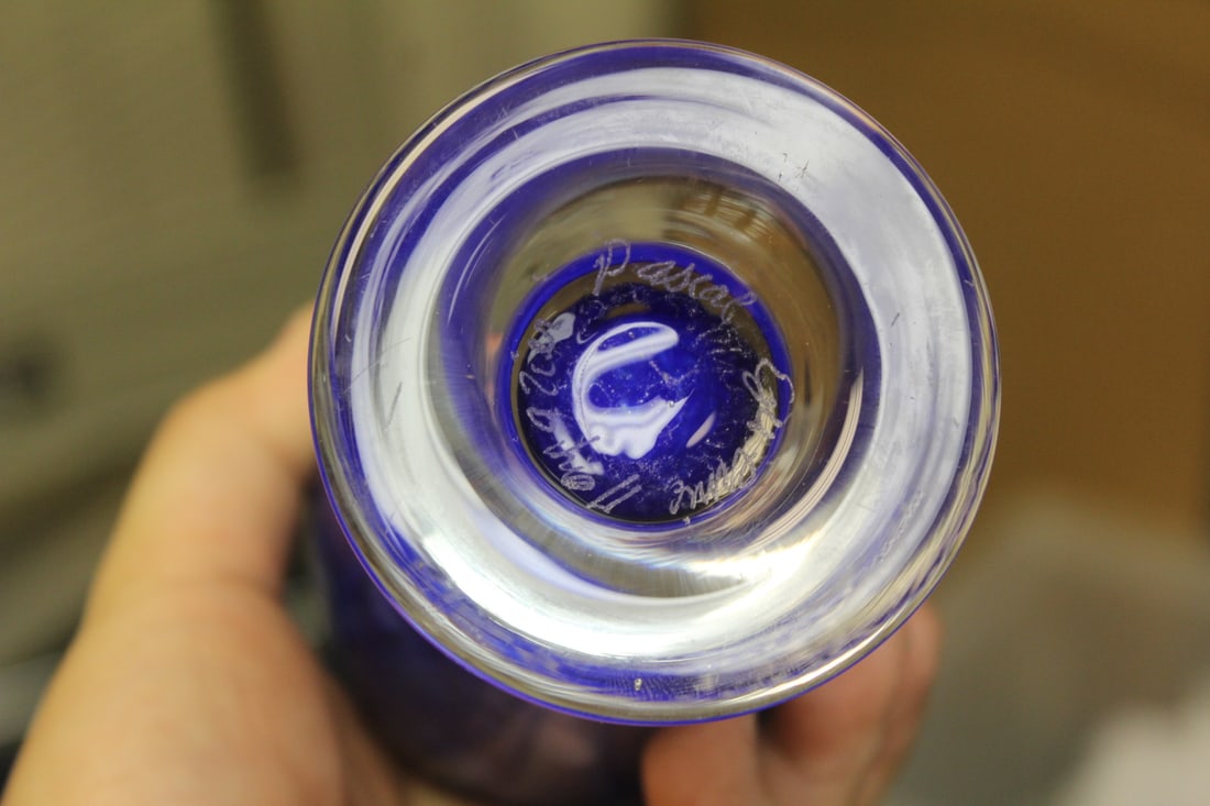 Signed Pascal Art Glass Vase - 5