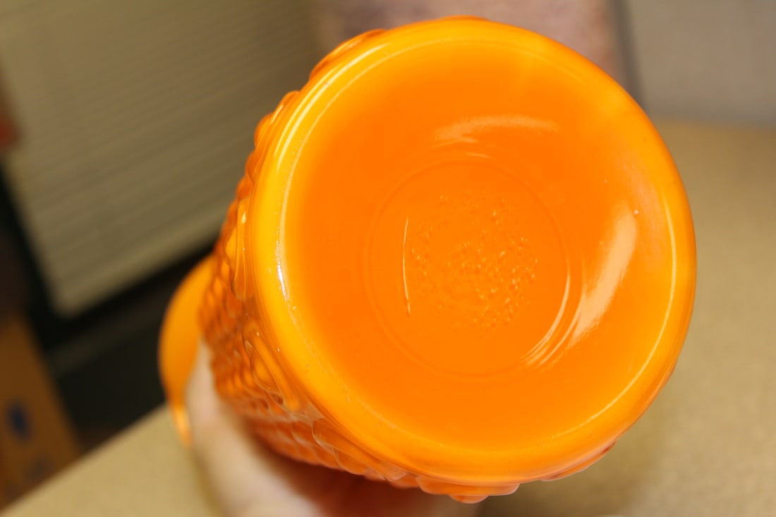 Retro Style Art Glass Orange Pitcher - 6