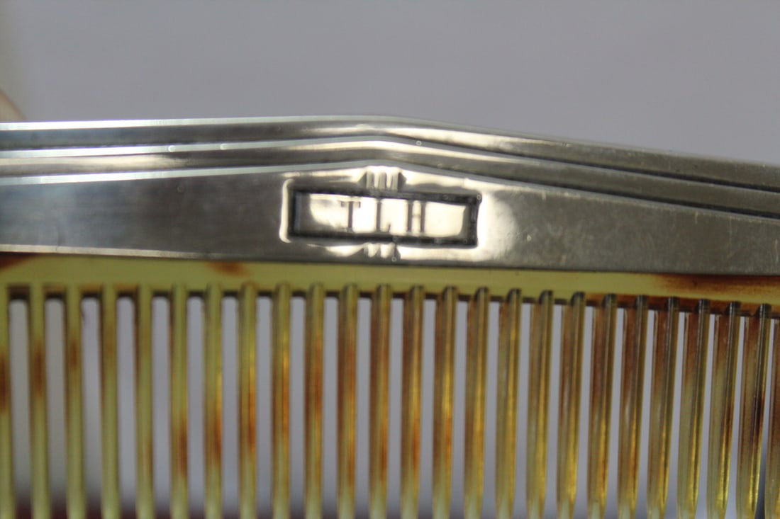 International Sterling and Tiger Skin Lucite Comb - 2