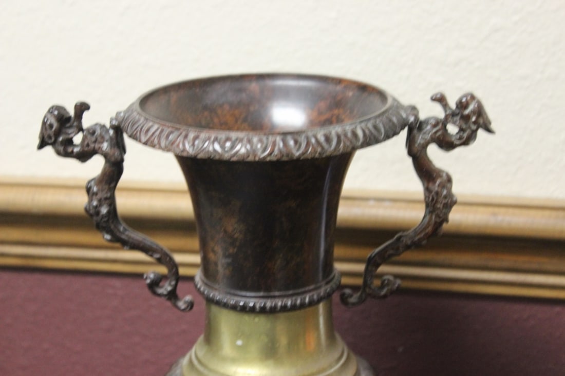 A Bronze Urn on Marble Base - 2