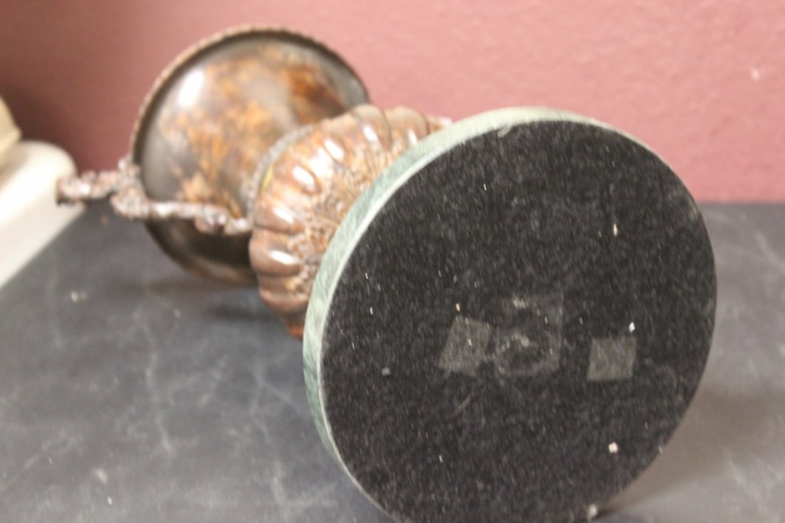 A Bronze Urn on Marble Base - 7