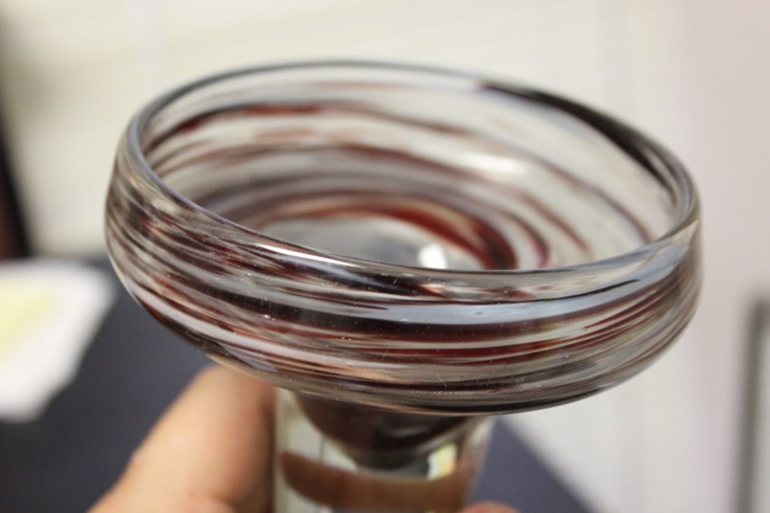 A Signed James Clarke Studio Art Glass Compote - 2