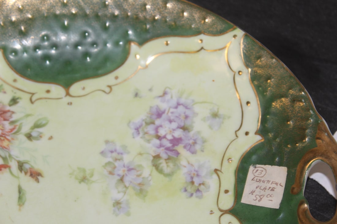 Hand Painted 2 Handle Porcelain Plate - 2
