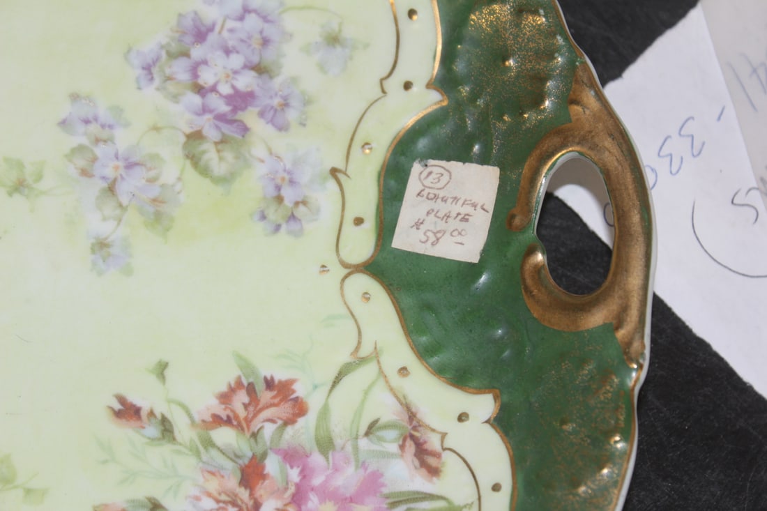 Hand Painted 2 Handle Porcelain Plate - 3