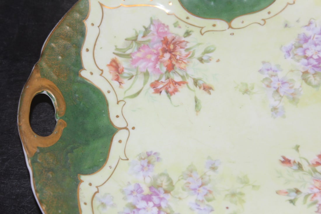 Hand Painted 2 Handle Porcelain Plate - 5