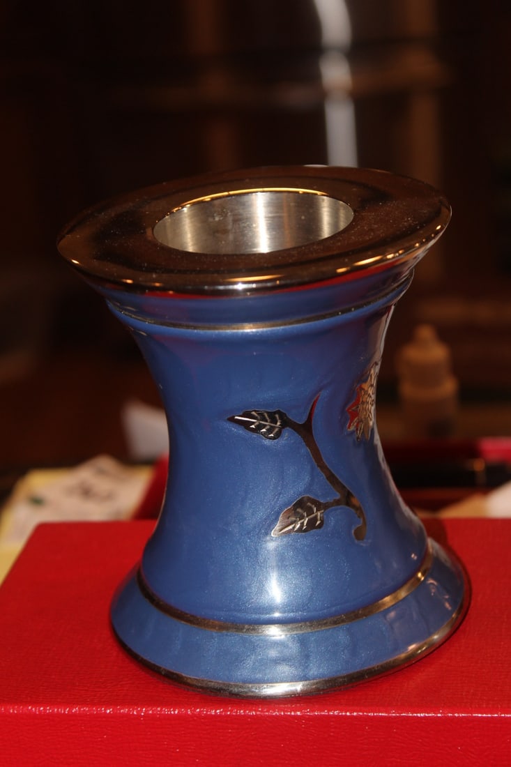 Enamel and Silverplate Candle Stick? - 4