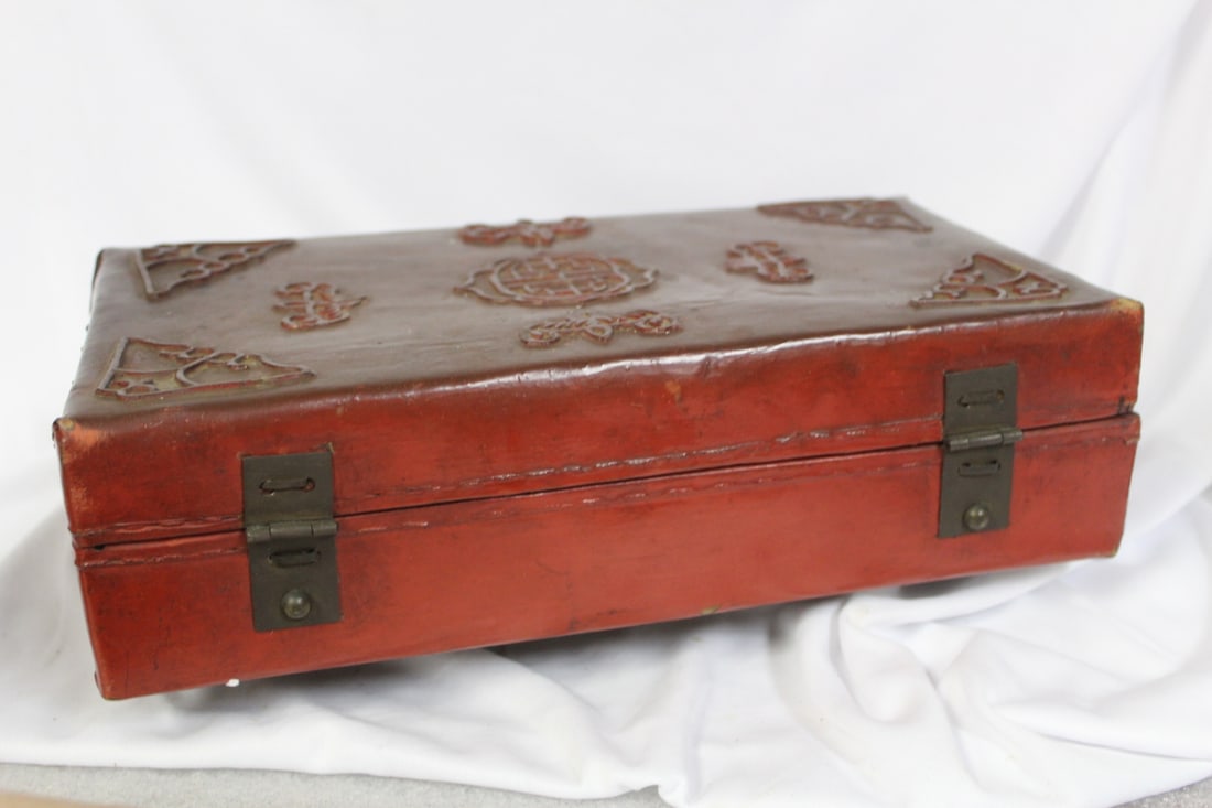 A Vintage Chinese Leather Box - 8