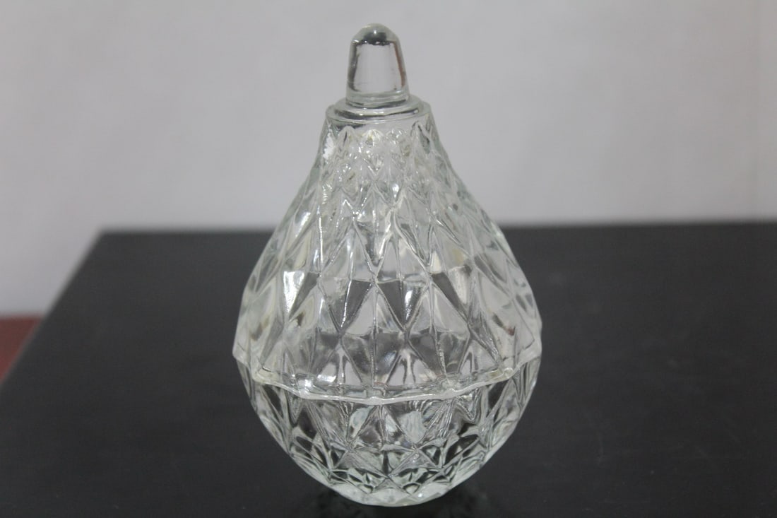 A Crystal or Clear Glass Pear Form Trinket Box - 2