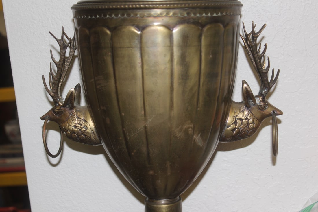 Metal Elk Handle Urn - 2