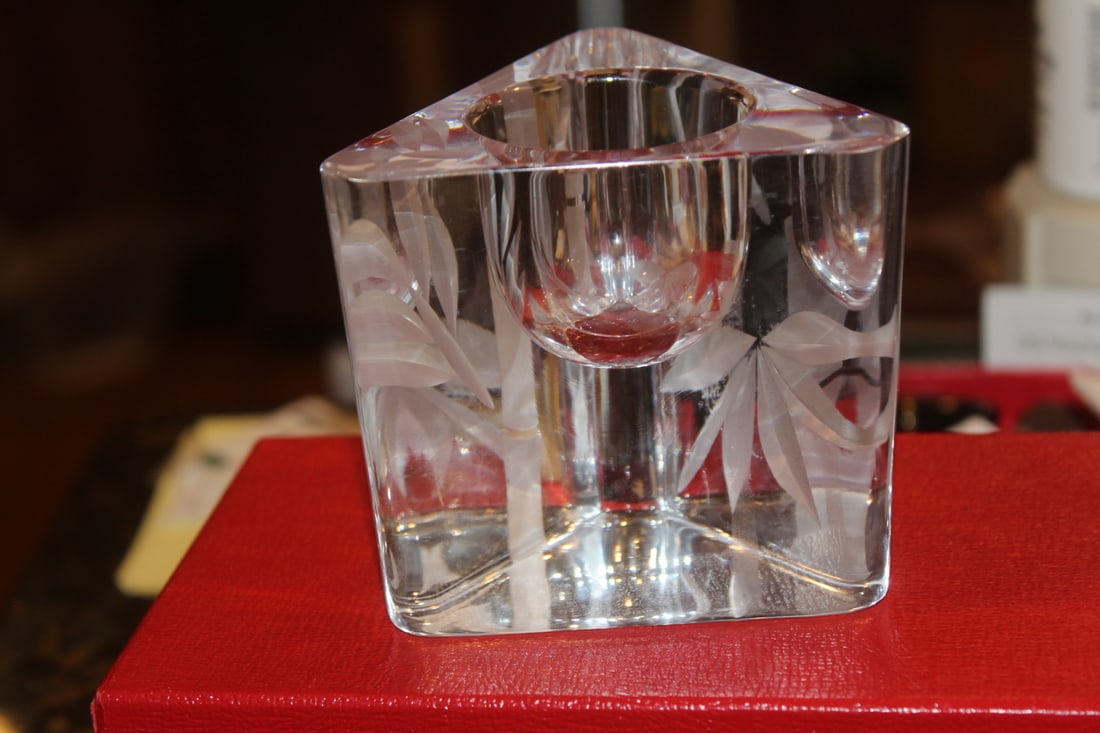 Etched Glass Candle Holder - 2