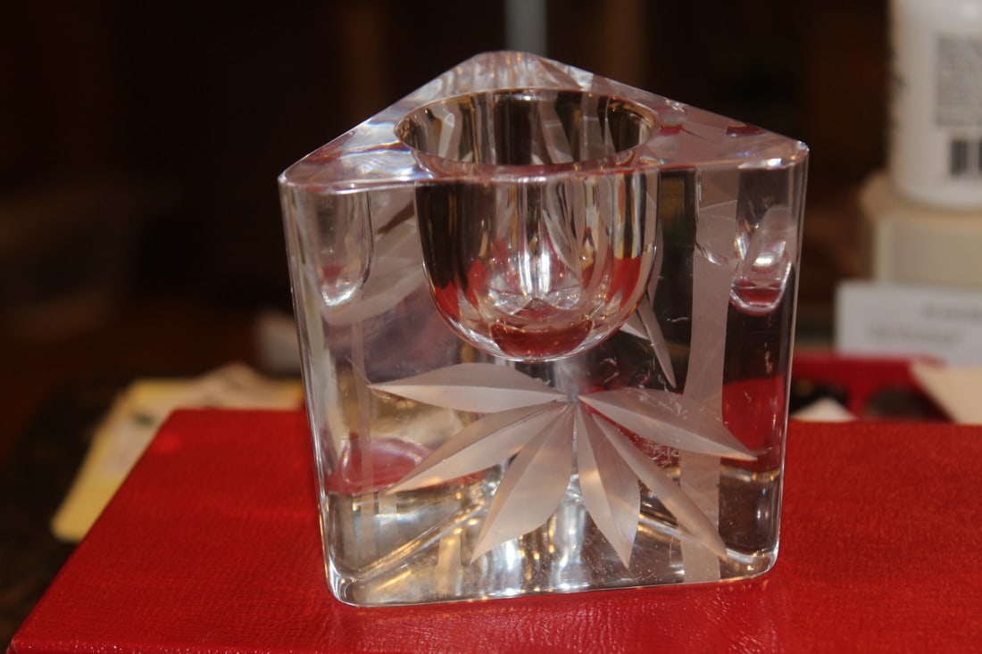 Etched Glass Candle Holder - 3