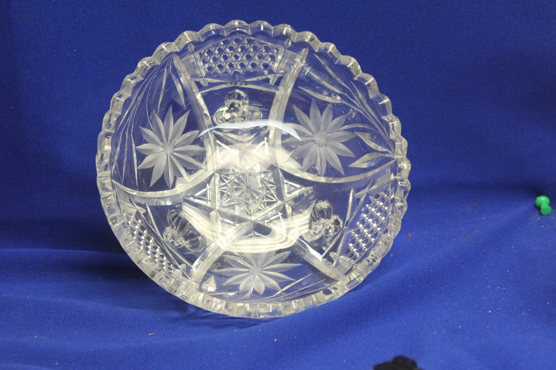 Brilliant Cut Glass Footed Bowl - 2