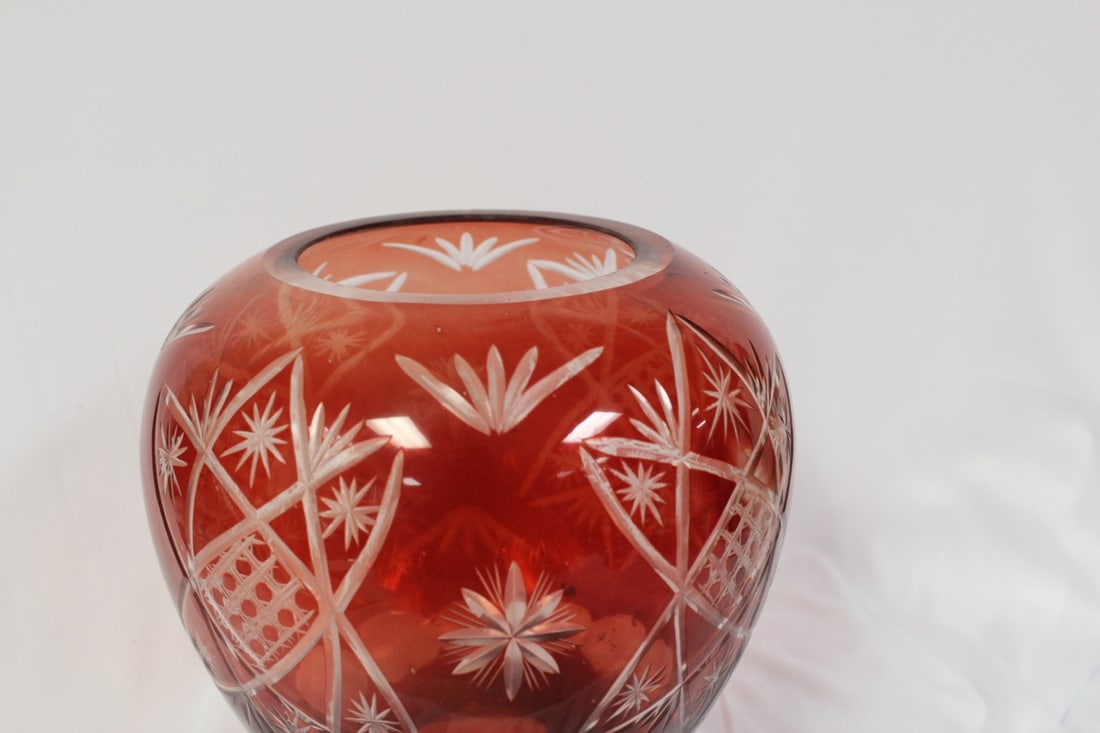 A Ruby Red Cut Glass Bowl - 2