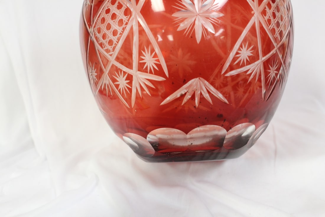 A Ruby Red Cut Glass Bowl - 3