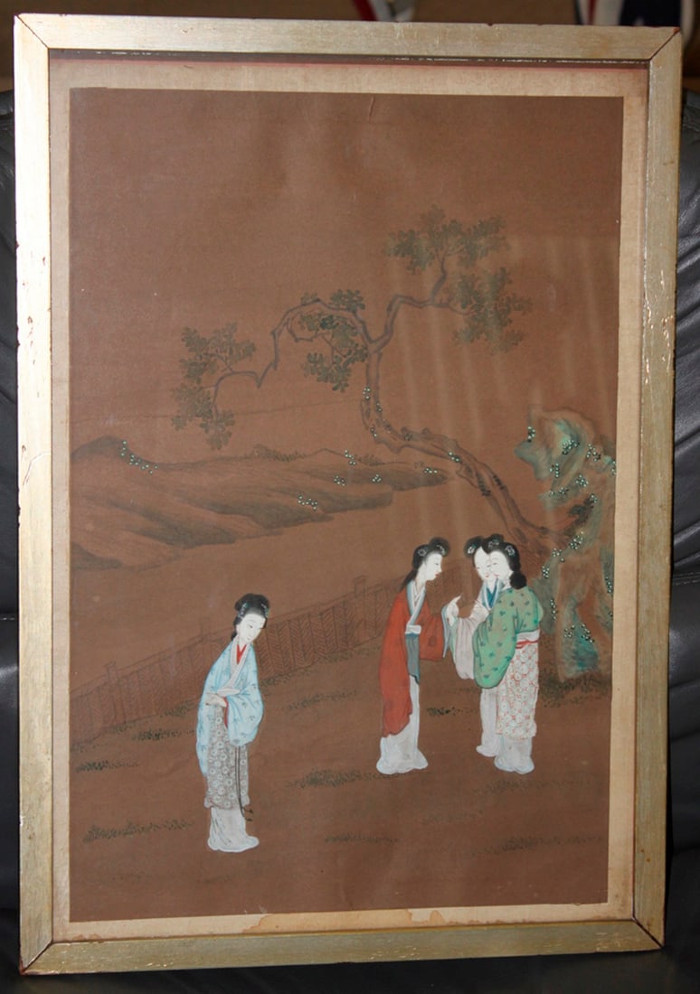 Antique Chinese Pastel Painting: Pastel on paper. Circa 19th century. Very nicely detailed. 21 1/2" x 15".