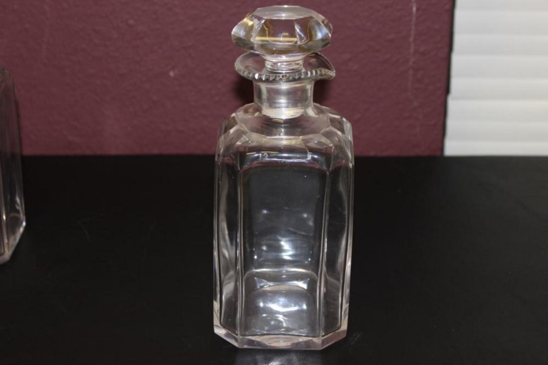 A Decanter - Clear, Facet Cut: 8 1/4" tall