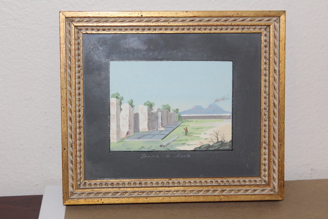 An Oil Paining by Tempio Di Marte: painting or paster or watercolor? - probably 1960's - overall= 7" x 6"