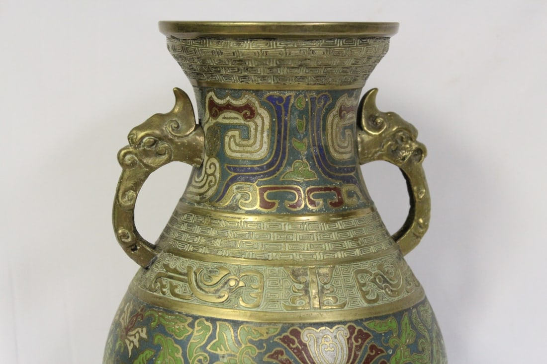 A Cloisonne or Bronze Vase - 3