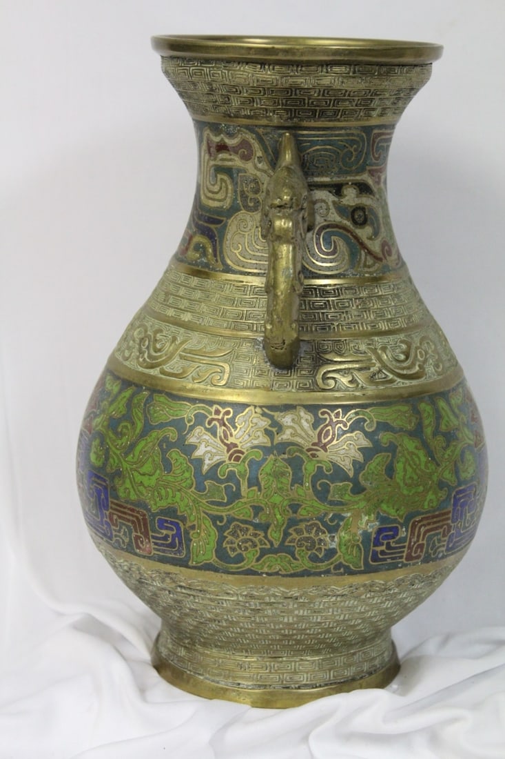 A Cloisonne or Bronze Vase - 4
