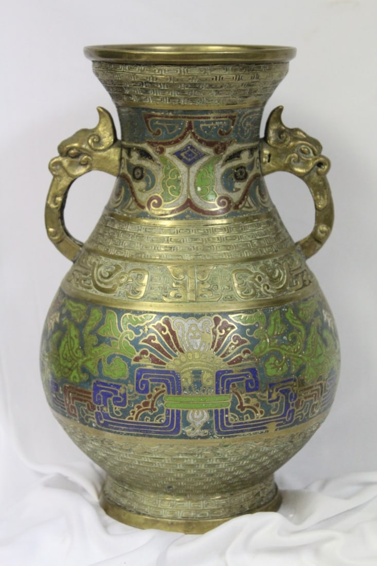A Cloisonne or Bronze Vase - 5