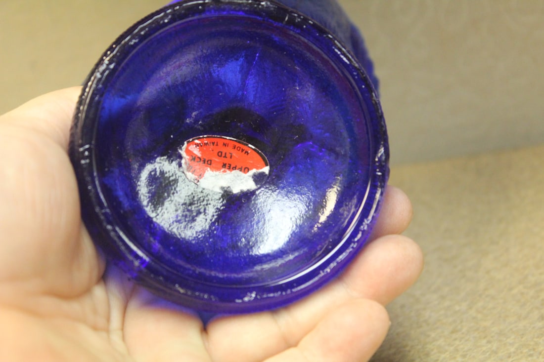 Cobalt Blue Rooster Glass Cover Dish - 8