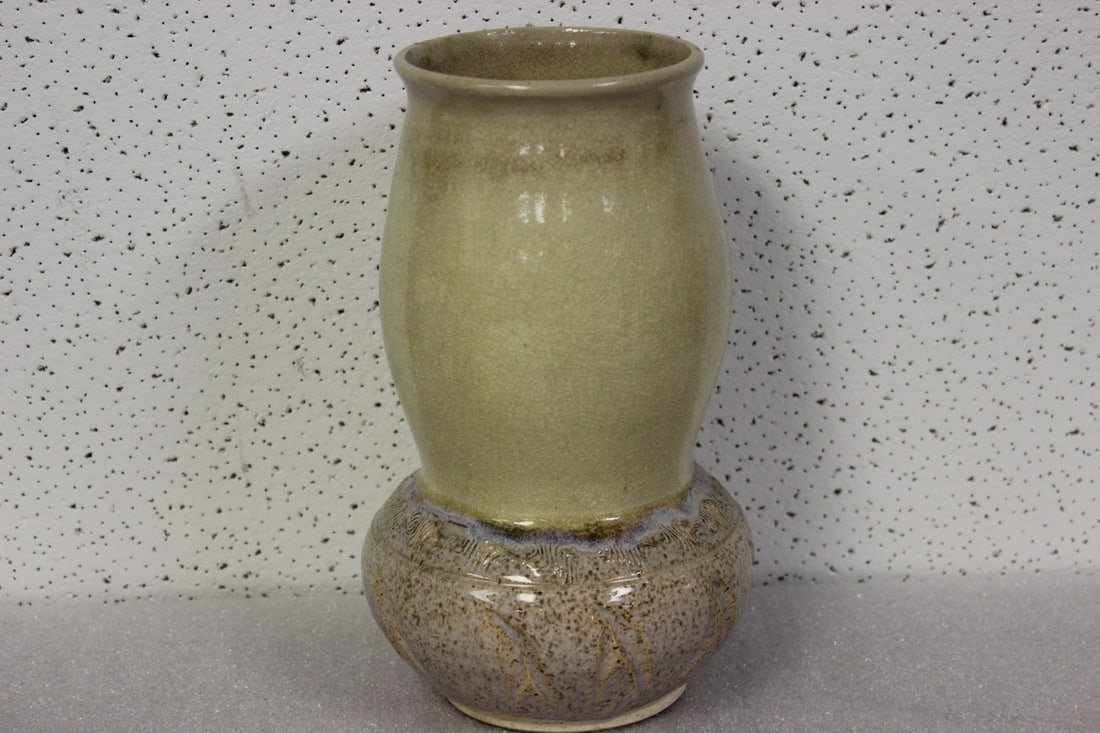 An Art Pottery Vase: Signed B.G. - 8 1/2" tall